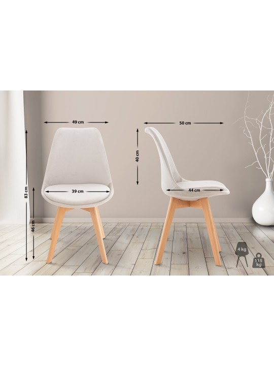 Linares samettituoli, vaaleanharmaa