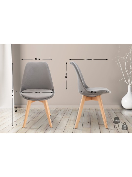 Linares samettituoli, harmaa