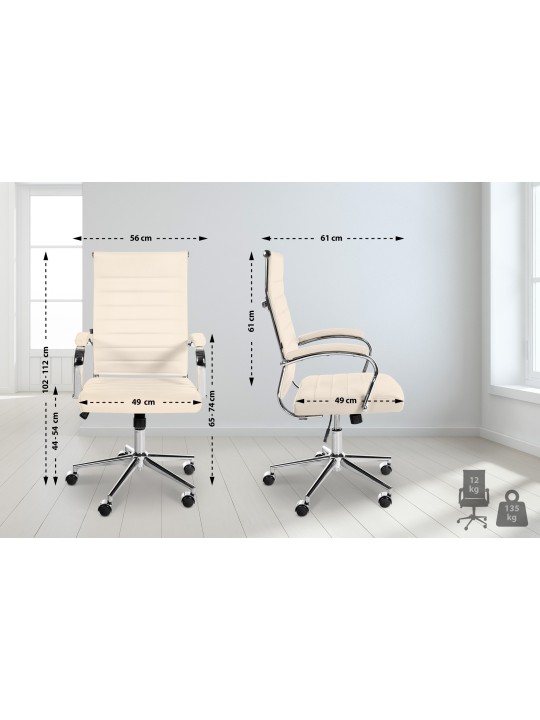 Mollis aitoa nahkaa työtuoli, kermanvärinen