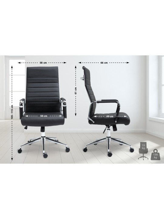 Työtuoli Columbus aitoa nahkaa, musta