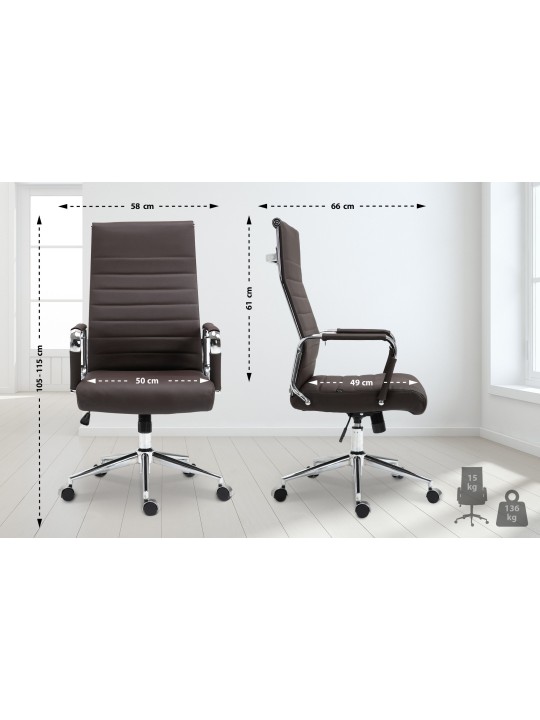 Työtuoli Columbus aitoa nahkaa, ruskea