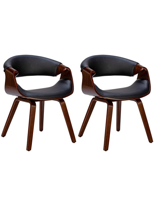 Sarja 2 ruokasalin tuolia Foley keinonahkaa, pähkinä/musta