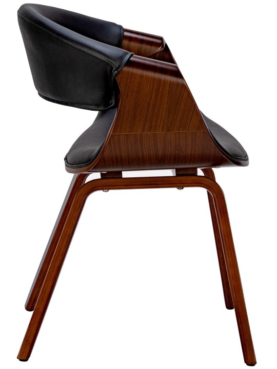 Sarja 2 ruokasalin tuolia Foley keinonahkaa, pähkinä/musta