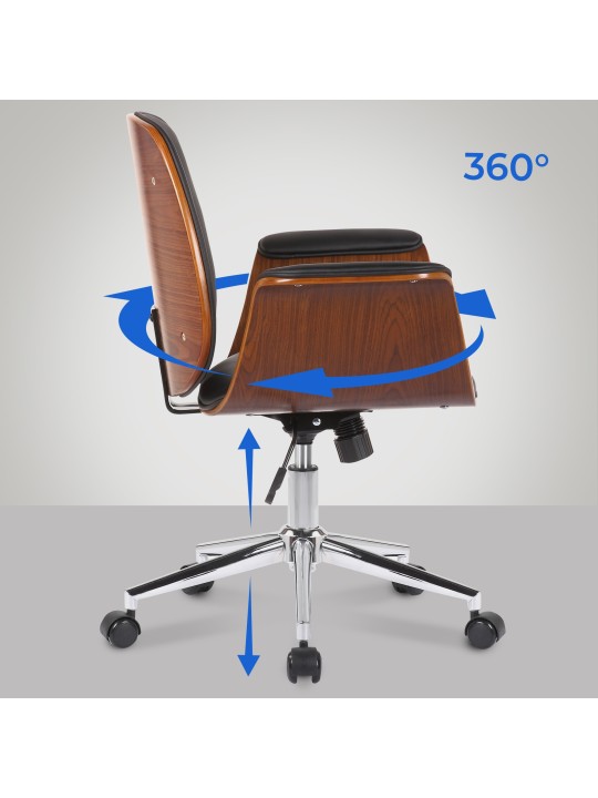 Kemberg keinonahkainen työtuoli, pähkinä/musta