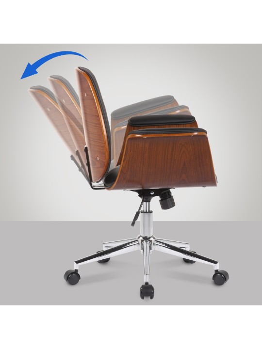 Kemberg keinonahkainen työtuoli, pähkinä/musta