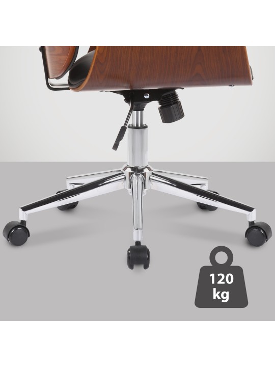 Kemberg keinonahkainen työtuoli, pähkinä/musta