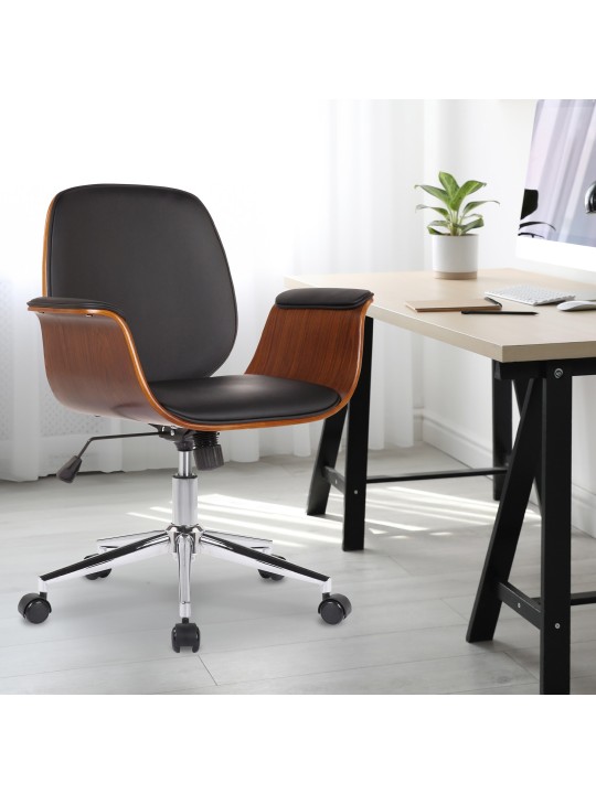 Kemberg keinonahkainen työtuoli, pähkinä/musta