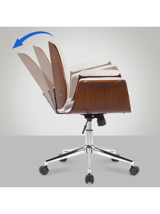 Kemberg keinonahkainen työtuoli, pähkinä/valkoinen