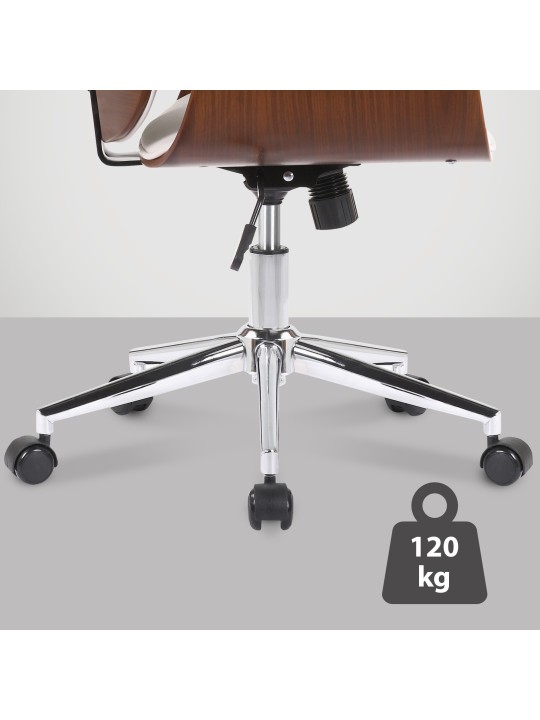 Kemberg keinonahkainen työtuoli, pähkinä/valkoinen