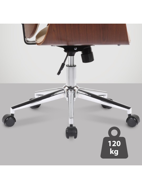 Kemberg keinonahkainen työtuoli, pähkinä/kermanvärinen