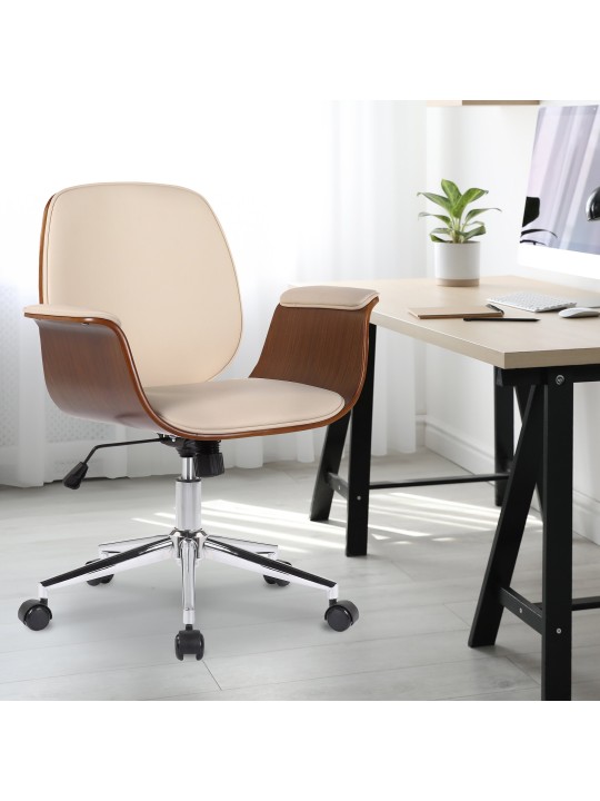 Kemberg keinonahkainen työtuoli, pähkinä/kermanvärinen