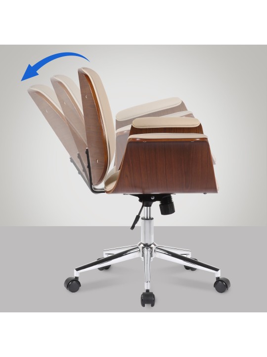Kemberg keinonahkainen työtuoli, pähkinä/kermanvärinen