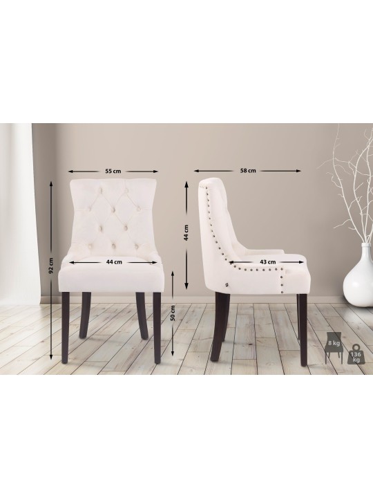 Ruokapöydän tuoli Aberdeen sametti antiikki, kermanvärinen