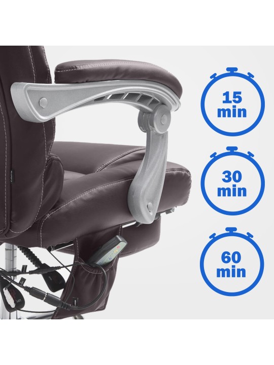 Pacific-työtuoli hierontatoiminnolla V2, ruskea