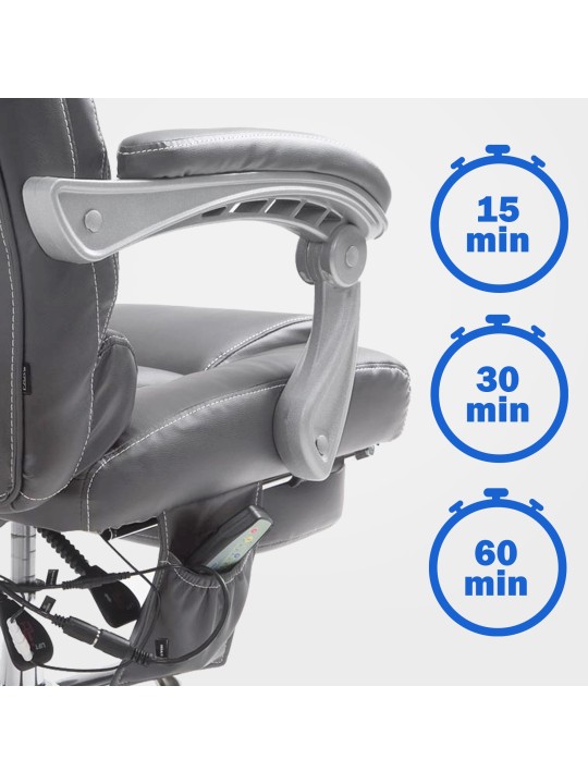 Pacific-työtuoli hierontatoiminnolla V2, harmaa