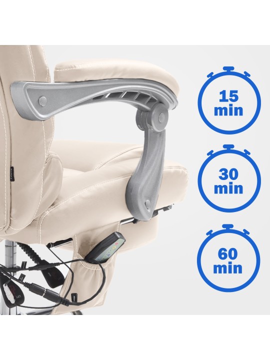 Pacific-työtuoli hierontatoiminnolla V2, kermanvärinen