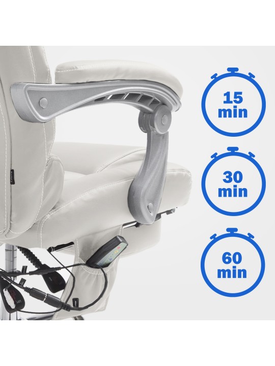 Pacific-työtuoli hierontatoiminnolla V2, valkoinen Pacific-työtuoli hierontatoiminnolla V2, valkoinen