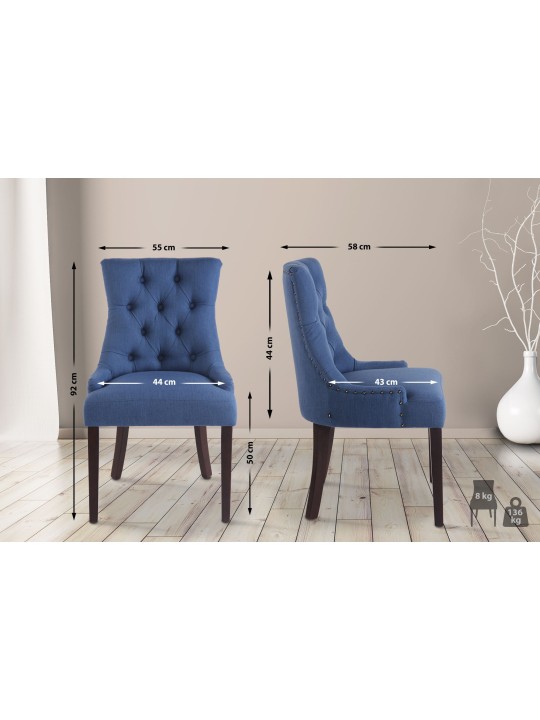 Ruokasalin tuoli Aberdeen kangas antiikki, sininen