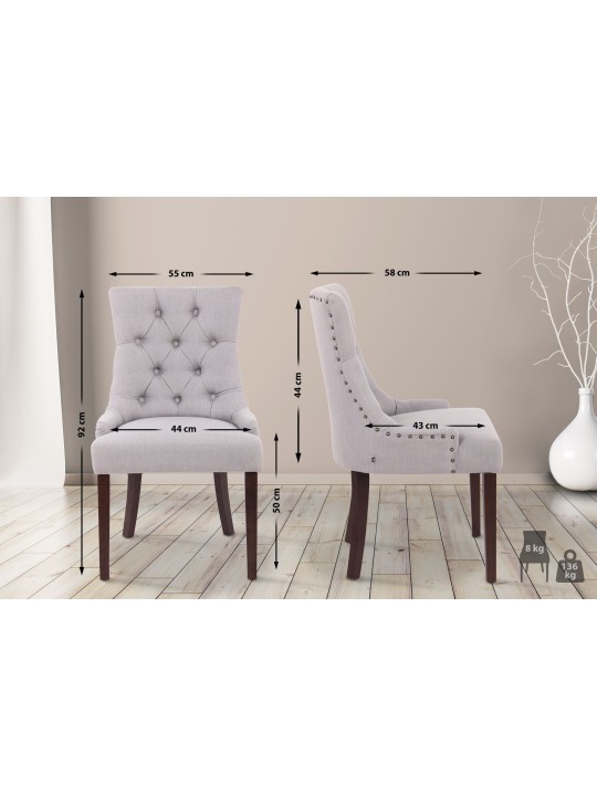 2 ruokapöydän tuolin setti Aberdeen kangas antiikki, harmaa