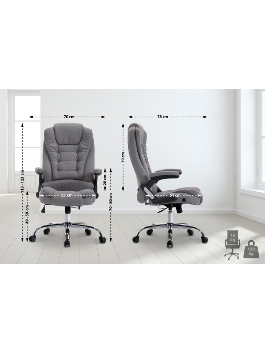 Työtuoli Thor kangasta, harmaa