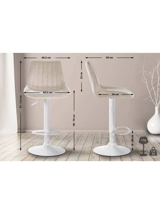 2 baarijakkaran setti Toni velvet, kermanvärinen