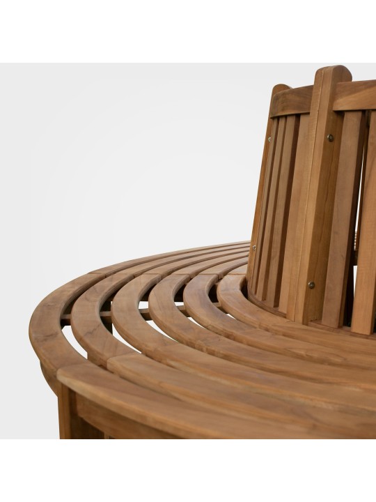 Nila puupenkki 206cm pyöreä selkänojalla, ruskea