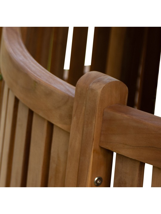 Nila puupenkki 206cm pyöreä selkänojalla, ruskea