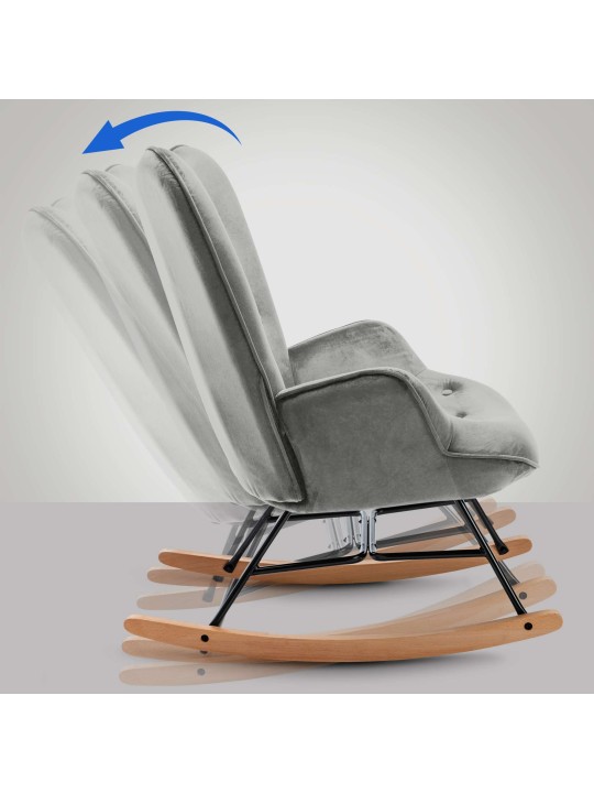 Keinutuoli Sanka samettia, harmaa