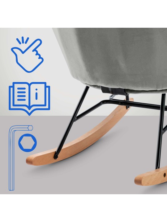 Keinutuoli Sanka samettia, harmaa