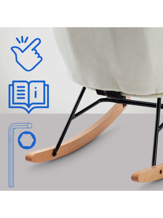 Keinutuoli Sanka samettia, kermanvärinen