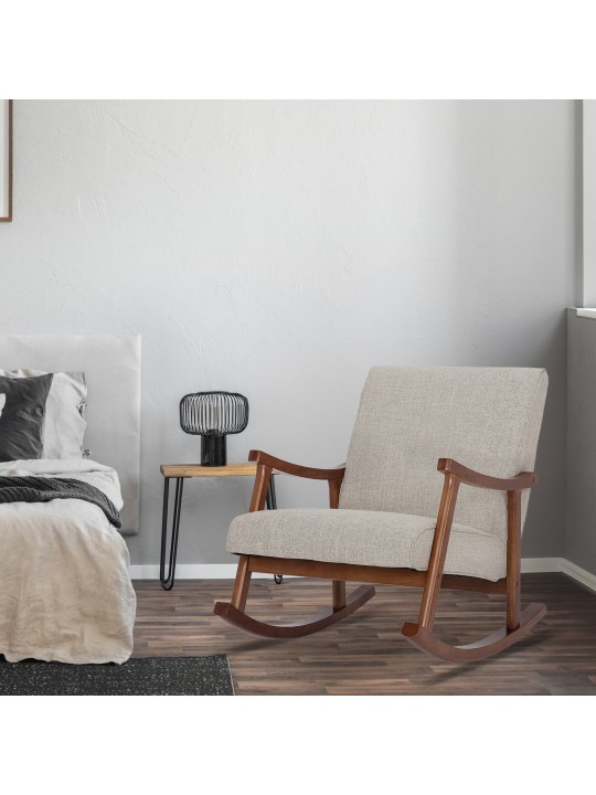 Keinutuoli Morelia kangas pähkinä, kermanvärinen