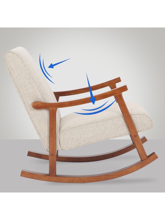 Keinutuoli Morelia kangas pähkinä, kermanvärinen