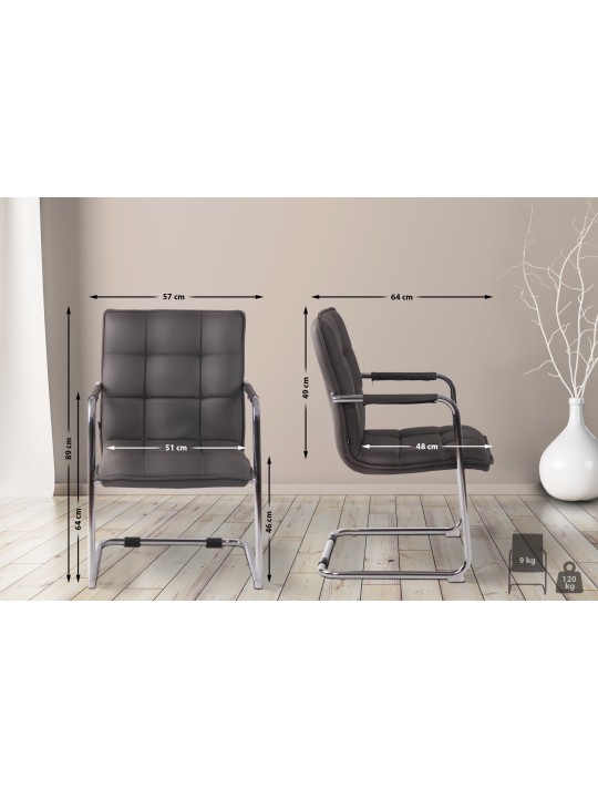 Vierailutuoli Gandia tekonahka kromi, harmaa