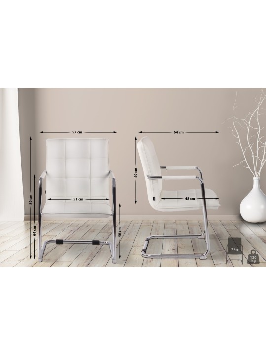 Vierailutuoli Gandia tekonahka kromi, valkoinen