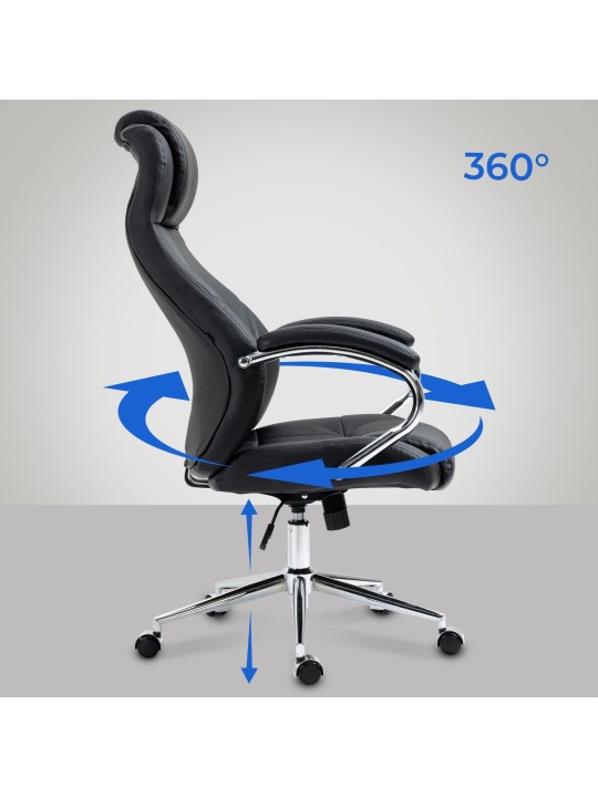 Työtuoli Salford aitoa nahkaa, musta