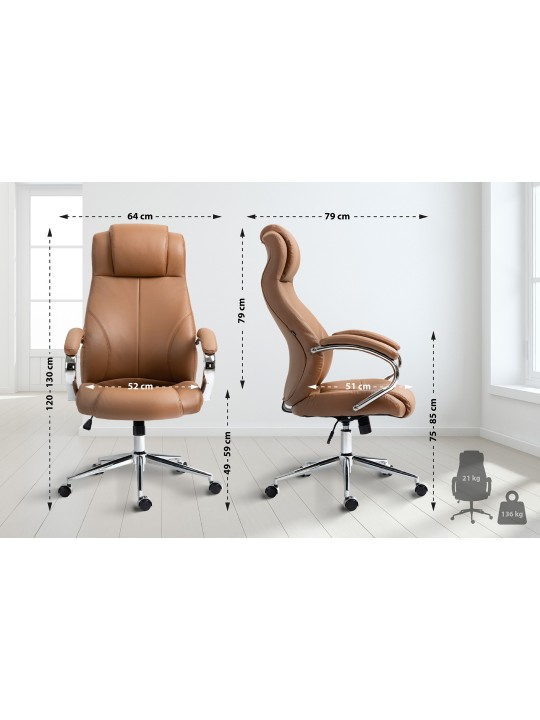 Työtuoli Salford aitoa nahkaa, vaaleanruskea