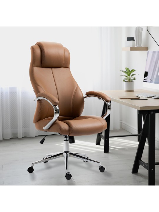 Työtuoli Salford aitoa nahkaa, vaaleanruskea