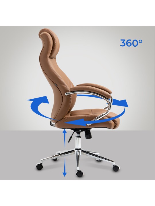 Työtuoli Salford aitoa nahkaa, vaaleanruskea