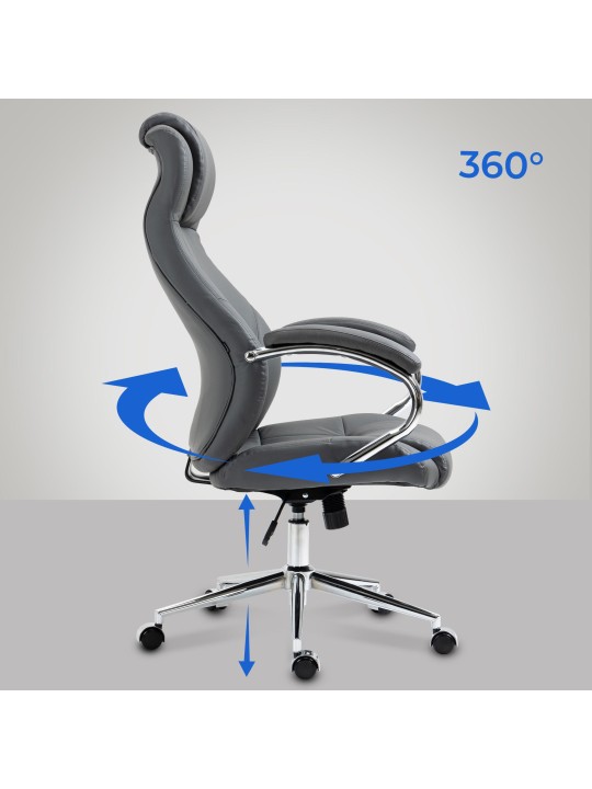 Työtuoli Salford aitoa nahkaa, harmaa