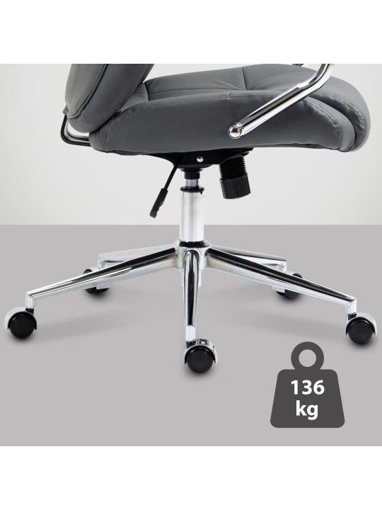 Työtuoli Salford aitoa nahkaa, harmaa