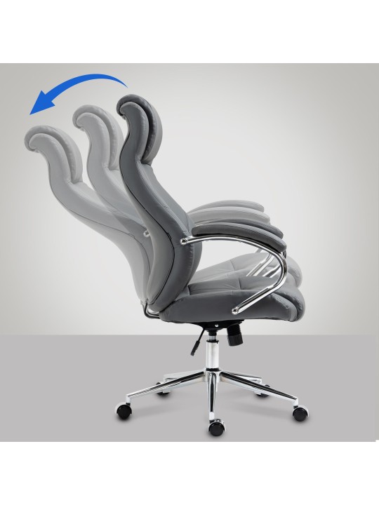 Työtuoli Salford aitoa nahkaa, harmaa