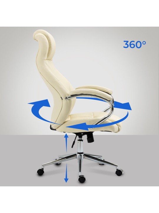 Työtuoli Salford aitoa nahkaa, kermanvärinen