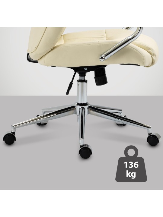 Työtuoli Salford aitoa nahkaa, kermanvärinen