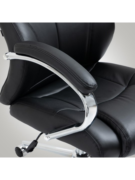 Työtuoli Salford aitoa nahkaa, musta