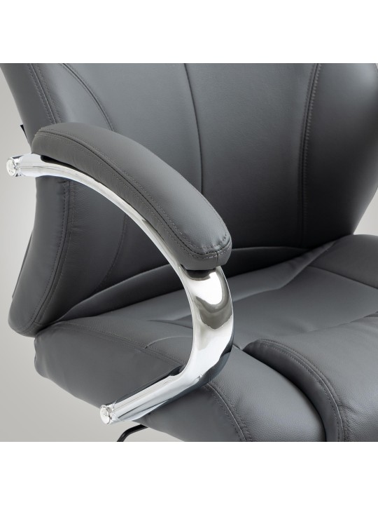 Työtuoli Salford aitoa nahkaa, harmaa