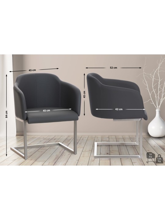 Magnus vierailijatuoli, harmaa