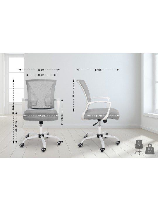 Työtuoli Tracy W, vaaleanharmaa