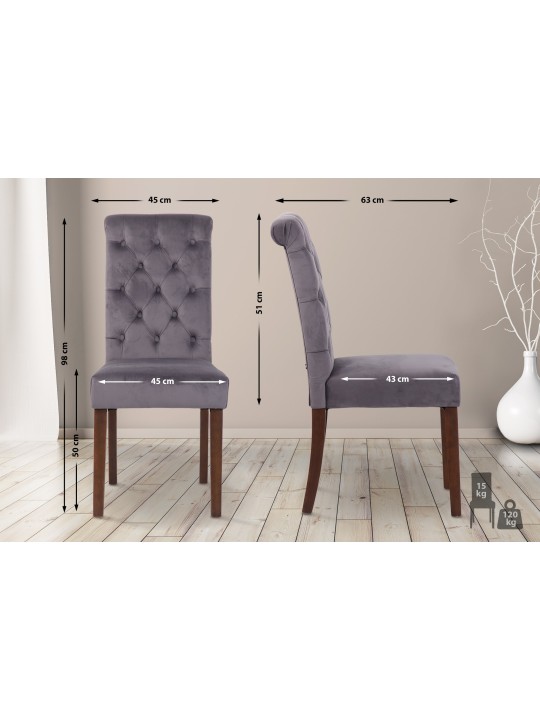 Lisburn samettinen ruokatuoli, tummanharmaa