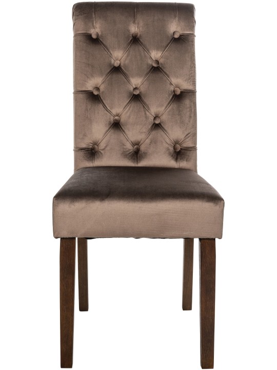 Setti 2 ruokasalin tuolia Lisburn velvet, ruskea