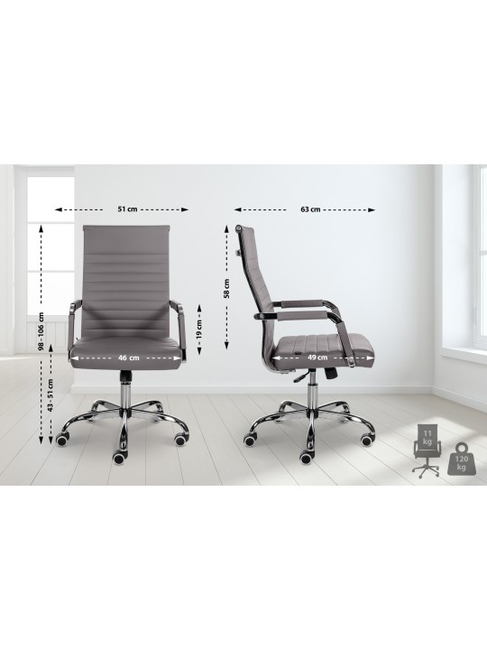 Työtuoli Amadora keinonahkaa, harmaa